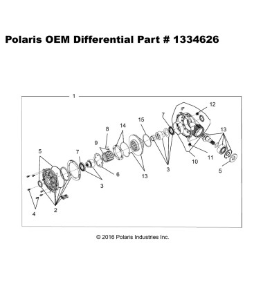 OEM Polaris Front Differential Part Number 1334626 -  General XP 1000