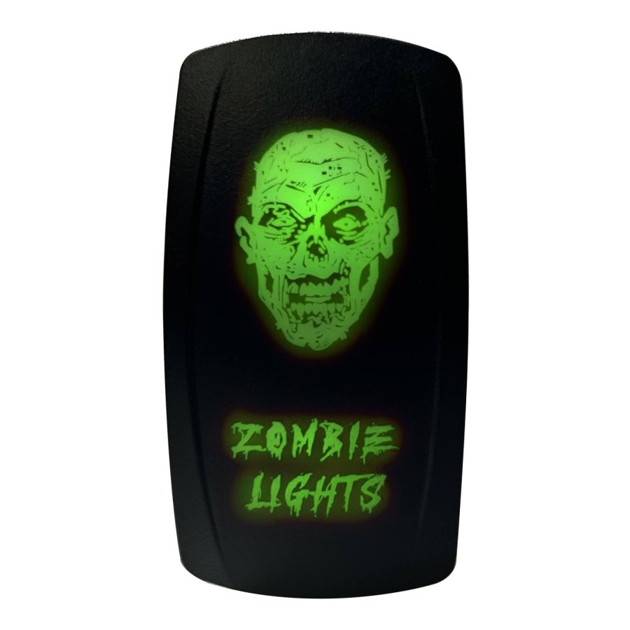 Green Zombie Face On/Off Rocker Switch Waterproof Design