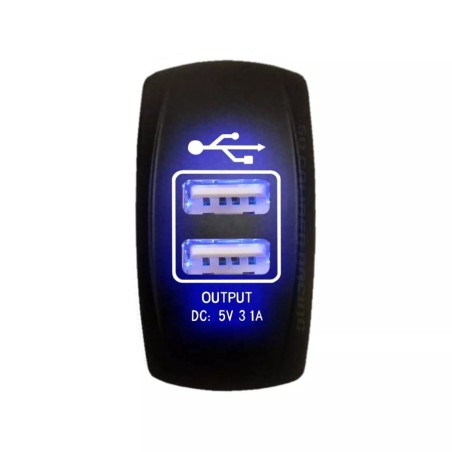 Illuminated Dual USB Rocker Switch