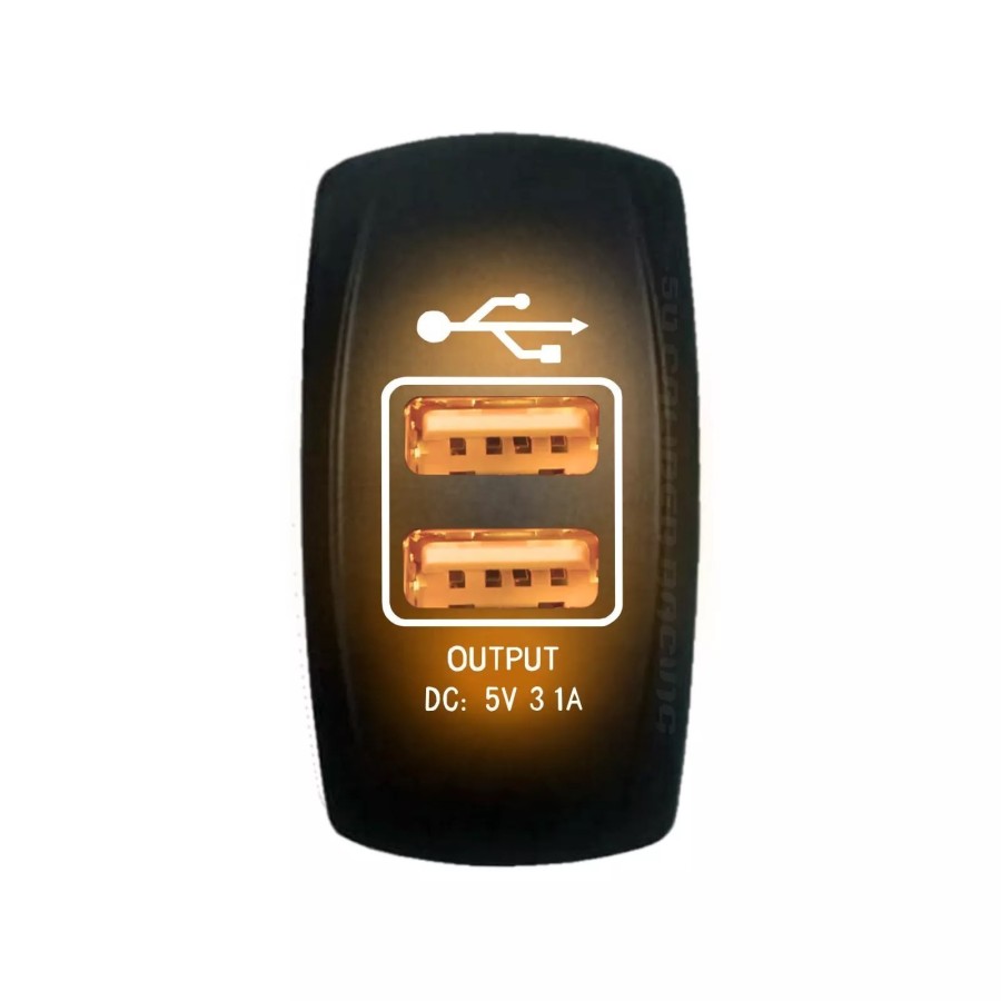 Illuminated Dual USB Rocker Switch