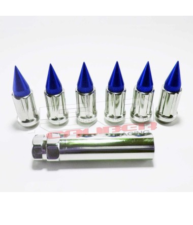 10 x 1.25 mm Chrome Lug Nuts with Anodized Aluminum Spikes - Blue
