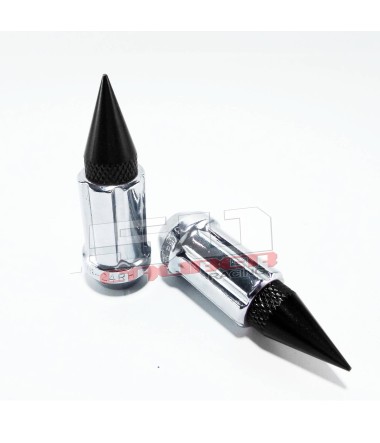 12 x 1.25 mm Chrome Lug Nuts with Anodized Aluminum Spikes - Black Teryx 