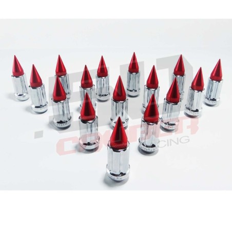 12 x 1.5 mm Chrome Spiked Lug Nuts Anodized - 16 Pack
