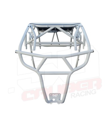 RZR4 white roll cage 4 inch lower rear view