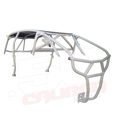 RZR 4 white radius cage 4 inch lower rear angle view