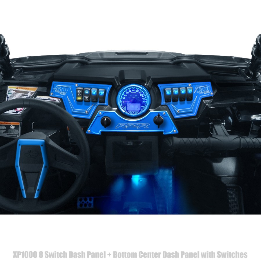 BLUE - RZR XP1000 8 Switch Dash Panel. 3 Piece + 6 Switches included.