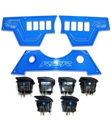 BLUE - RZR XP1000 8 Switch Dash Panel. 3 Piece + 6 Switches included.
