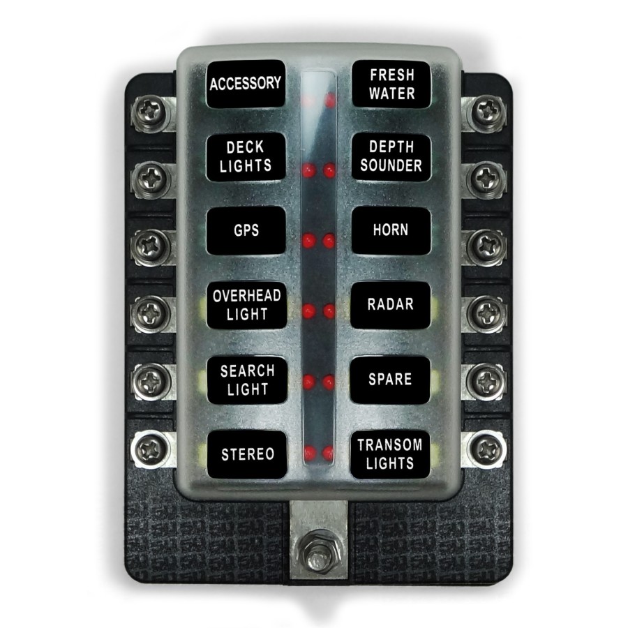 12 Way Standard LED Circuit Blade Fuse Box