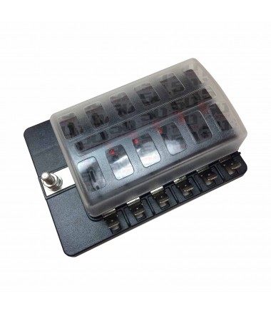 12 Way Fuse Block - Blade Terminals - LED Indicators