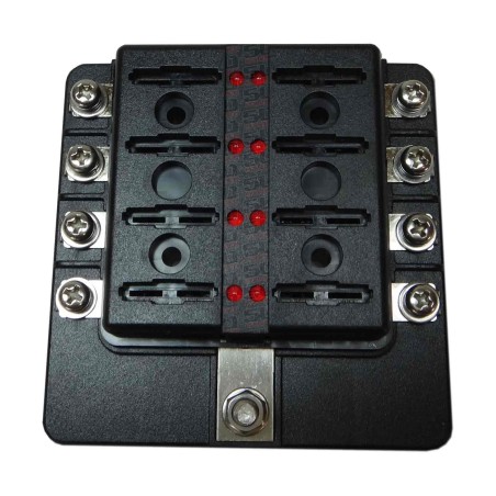 8 Way Fuse Block - Ring Terminals - LED Indicators