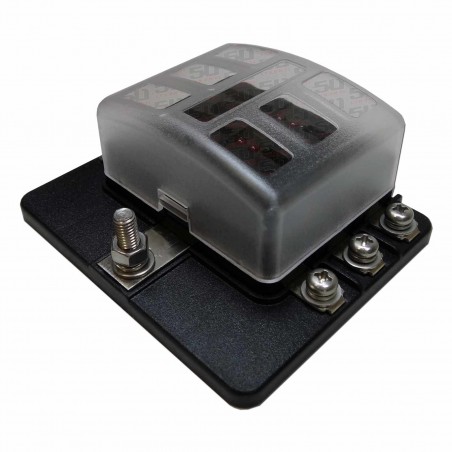 6 Way 12V Circuit Screw Fuse Block - LED Indicators