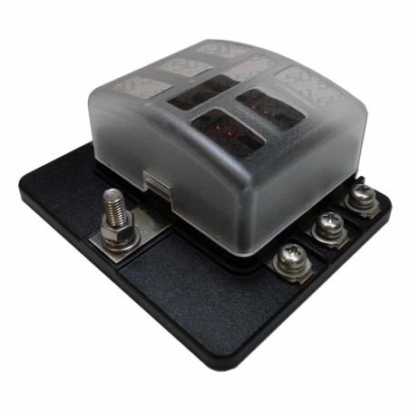 6 Way 12V Circuit Screw Fuse Block - LED Indicators