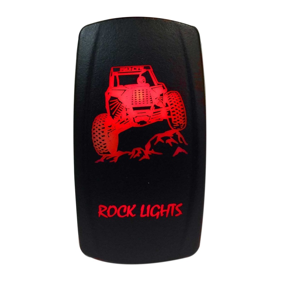 Illuminated 50 Caliber Racing On/Off Rocker Switch with laser etched design - "Rock Lights" with RZR