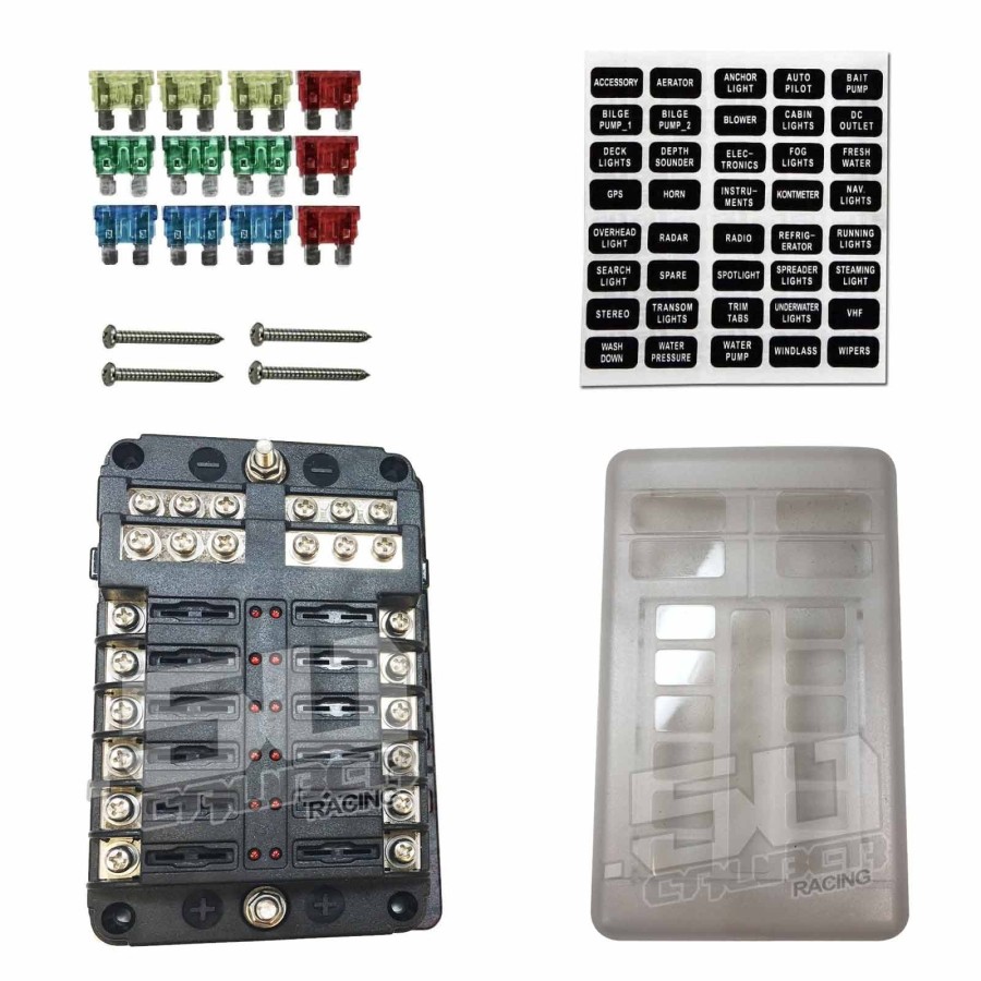 12 Way Standard LED Circuit Screw Fuse Block power and ground