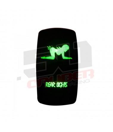 Waterproof On/Off Rocker Switch Sexy Design "Rear Lights" with Green LED Illumination	