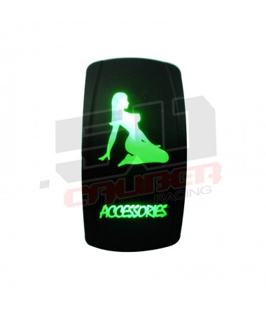 Waterproof On/Off Rocker Switch Sexy Design "Accessories" with Green LED Illumination	