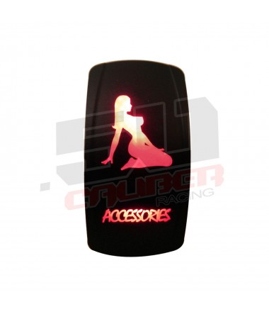 Waterproof On/Off Rocker Switch Sexy Design "Accessories" with Red LED Illumination	