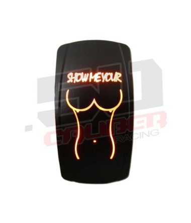 On/Off Rocker Switch "Show Me Your Tits" Sexy Girl Design Orange Illumination	