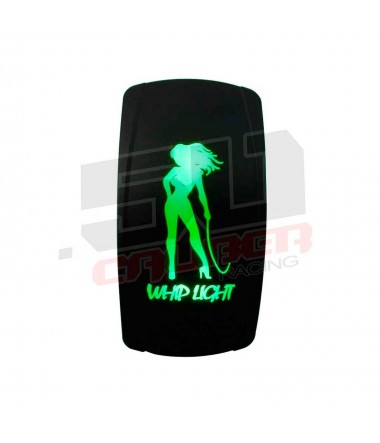 Waterproof On/Off Rocker Switch Sexy Design "Whip Light" with Green LED Illumination	