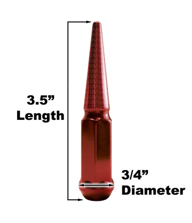 3.5 Inch Spike Lug Nut Singles - Red Finish