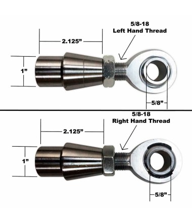 5/8 Sway Bar Link Rod End Kit - Dimensions of Heim Joint and Bung