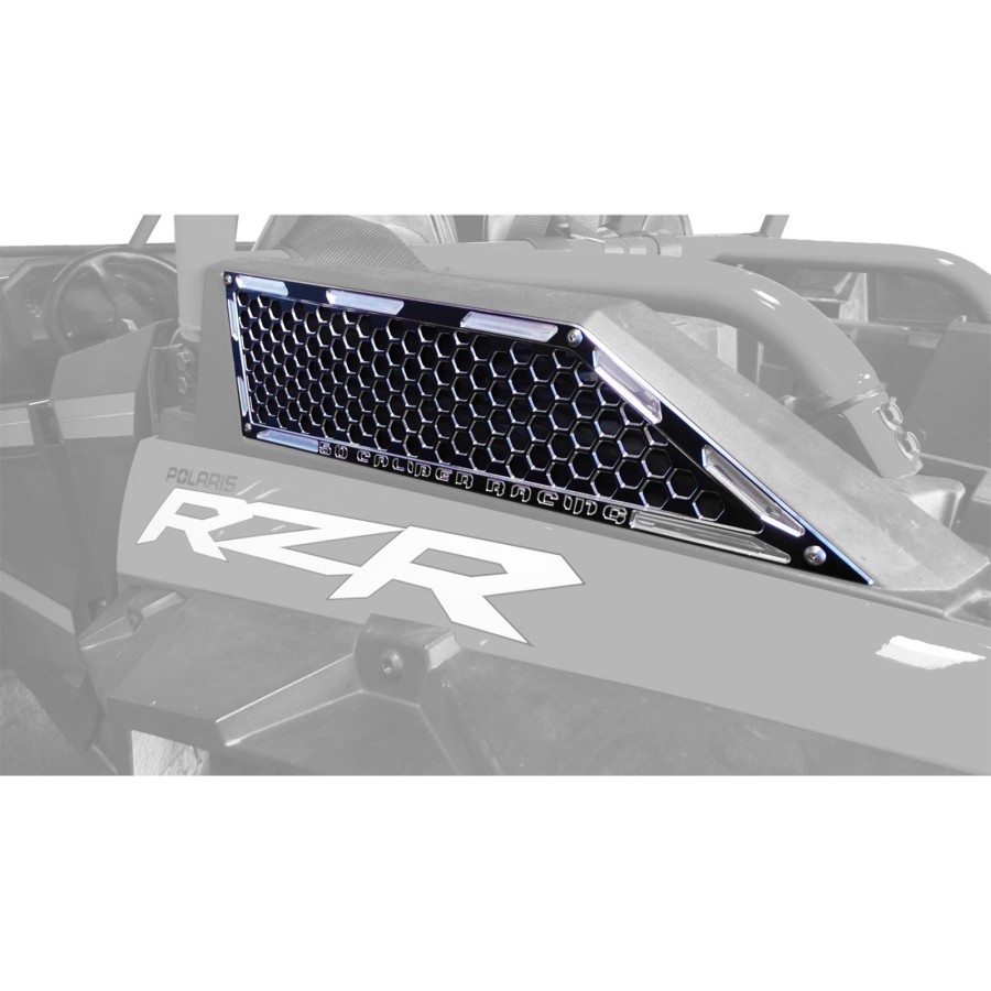 Custom CNC Billet Air Intake Grille Bezels for RZR XP Turbo -  Black Powdercoat Finish