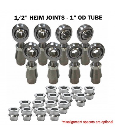 4 Link Rod End Kit - 1/2" Chromoly Heim - 1" OD Tubing and high misalignment spacers included