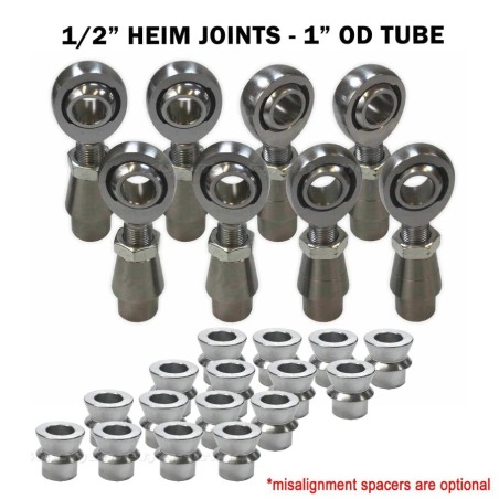 4 Link Rod End Kit - 1/2" Chromoly Heim - 1" OD Tubing