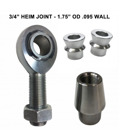 Rod End Kit -  3/4-16 x 3/4 bore Heim - 1.75" OD .095 Wall - WITH Spacers