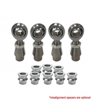3/4" Sway Bar Link Rod End Kit for 1.75" OD Tubing - Shown with Optional Misalignment Spacers	