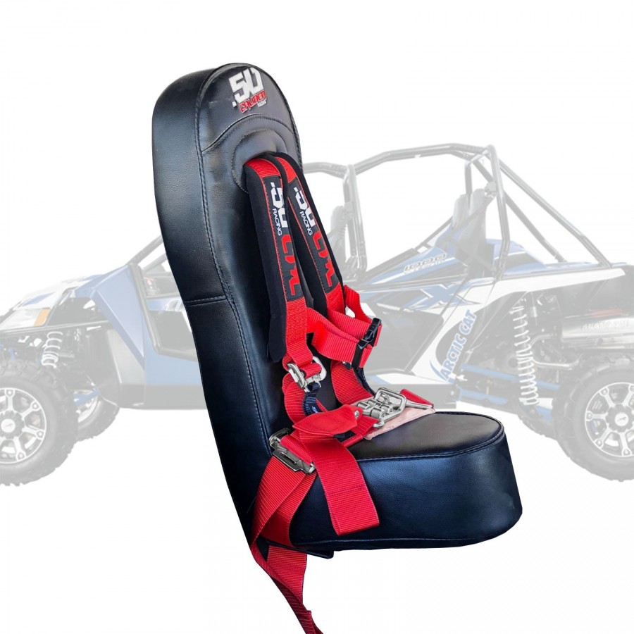 50 Caliber Racing Bump Seat Combo for Arctic Cat Wildcat with 2" Safety Harness - Red