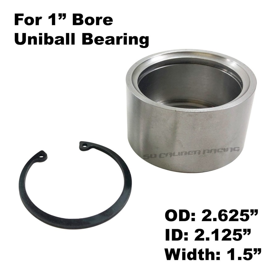 4130 Chromoly Uniball Cup with Snap Ring for 1" bore Uniball Bearing