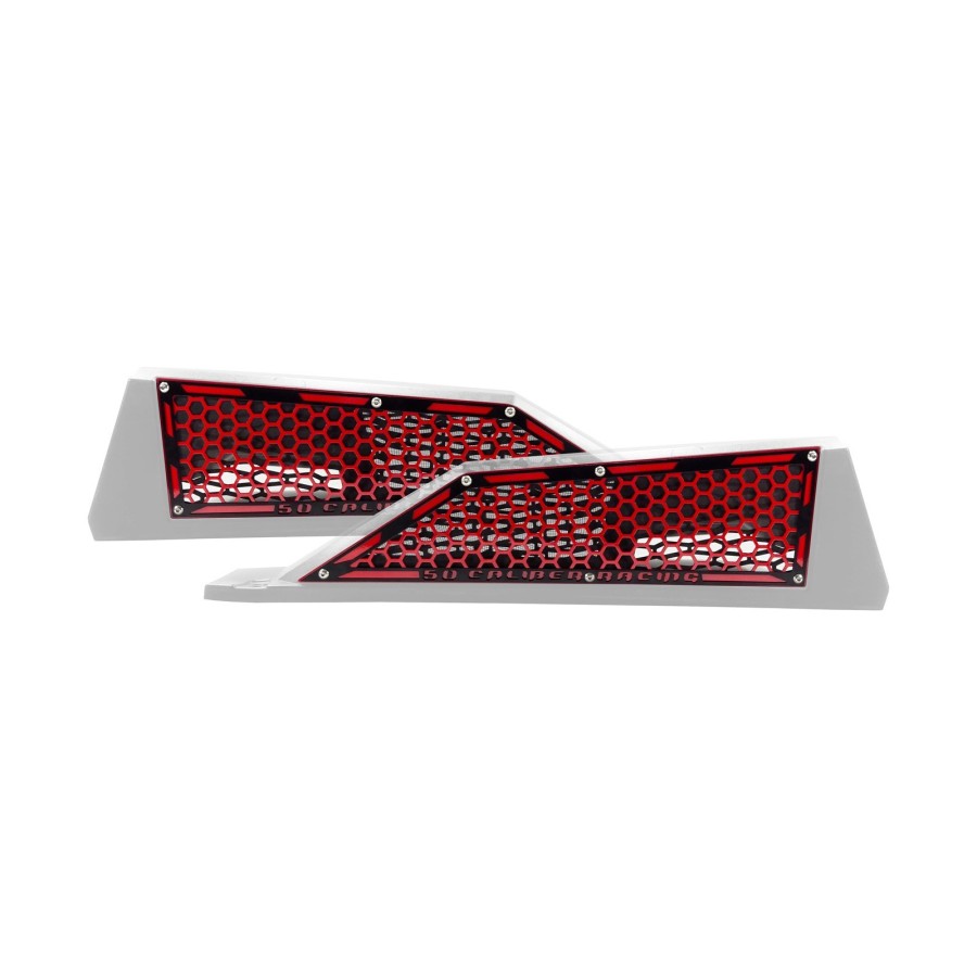 RZR XP Turbo Laser Cut Steel Side Intake Grilles Red Black Two Tone Powdercoat